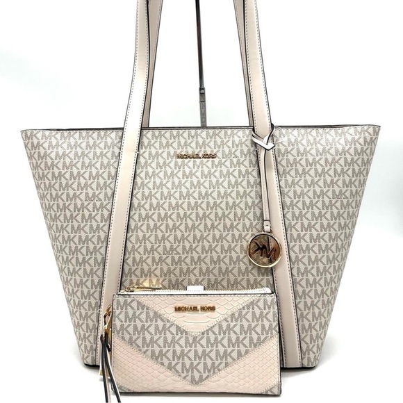 Michael Kors Pratt Large Signature Logo Tote Bag & Double Zip Wallet (NWT) - Picture 3 of 13